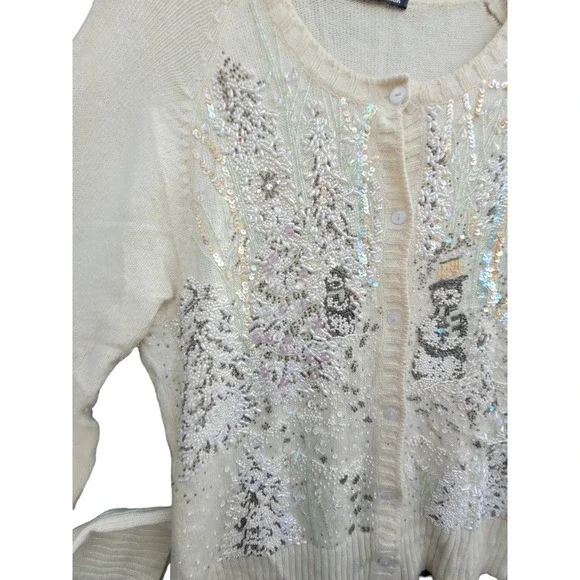 Vintage 80s Michael Simon Knit Beaded Glam Coquette Cardigan Sweater Jacket‎